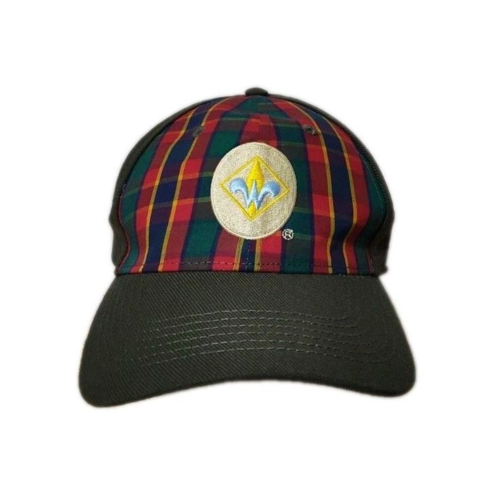 Webelos Cub Scout Hat/Cap M/L Boy Scouts of America BSA Green/Red Plaid Flex